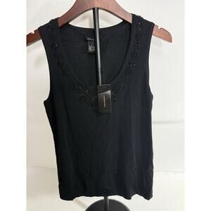 BCBGMAXAZRIA Women’s Black Embellished Tank Top – Size L – New with Tags
